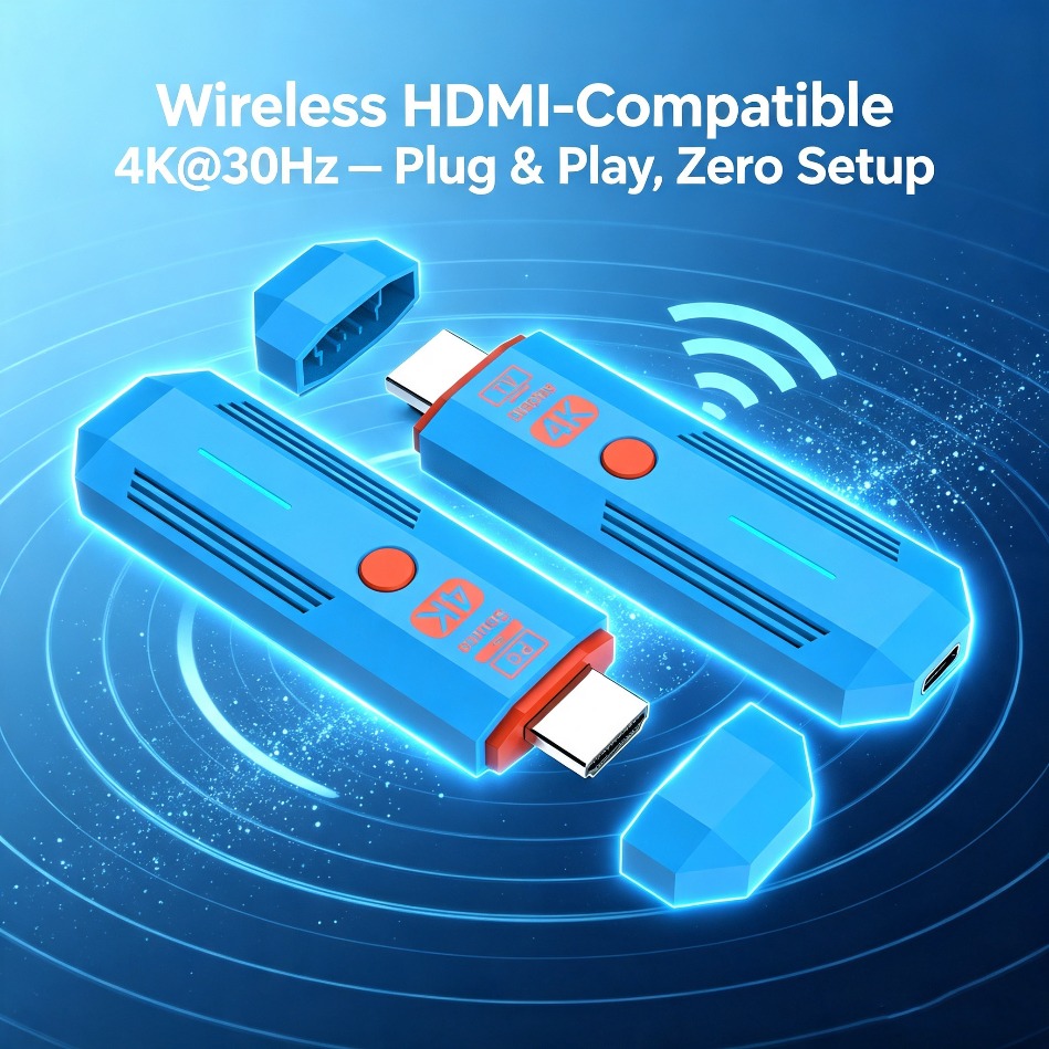 Wireless Hdmi Transmitter And Receiver 4K - جهاز إرسال واستقبال لاسلكي متوافق مع
