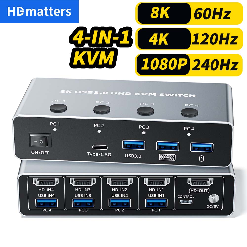 Hdmi Matrix Switch 4X4 4K 60Hz - محول KVM بتقنية HDMI 2.1 بدقة
