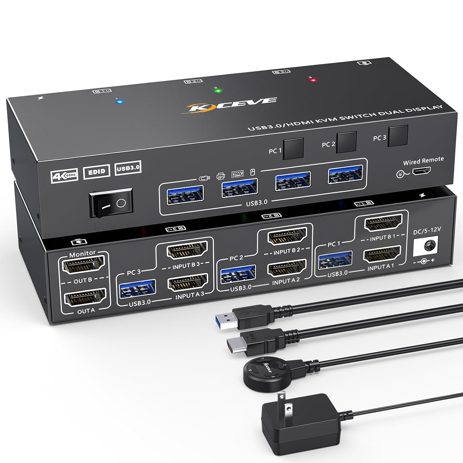 Hdmi Kvm Switch 4 Port Dual Monitor - شاشة مزدوجة مفتاح كفم ، USB