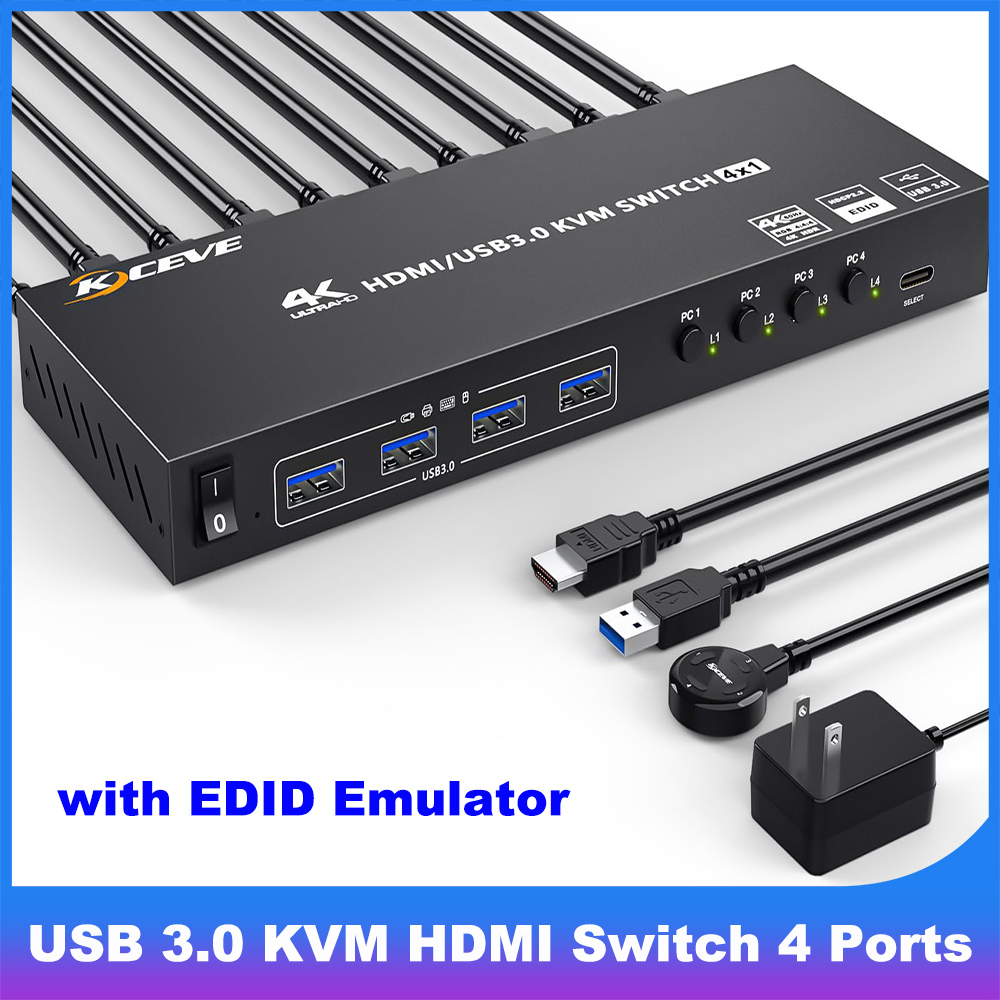 Hdmi Matrix Switch 4X4 4K 60Hz - مفتاح KCEVE 4K KVM HDMI 4