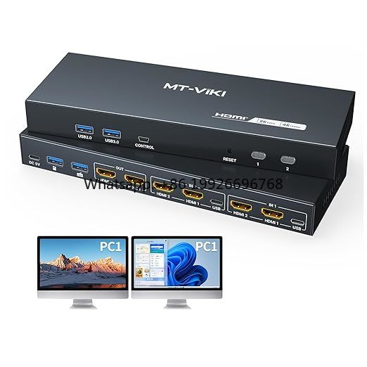 Hdmi Kvm Switch 4 Port Dual Monitor - محول HDMI KVM بدقة 8K وتردد