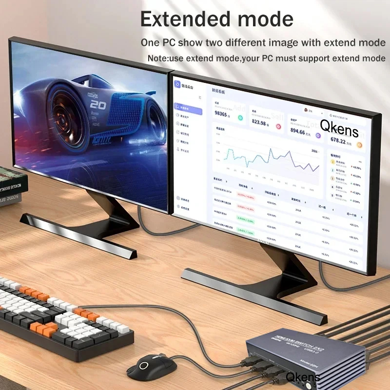 Hdmi Kvm Switch 4 Port Dual Monitor - محول KVM HDMI بدقة 8K وتردد