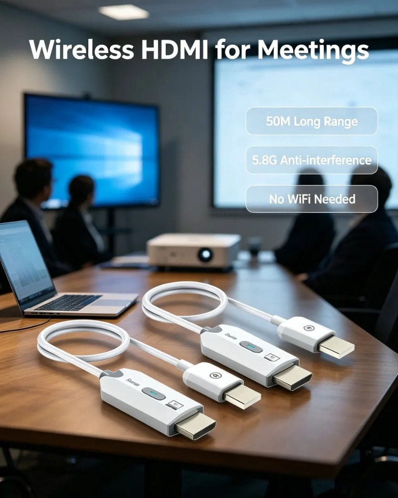 Wireless Hdmi Transmitter And Receiver 4K - جهاز إرسال واستقبال لاسلكي متوافق مع