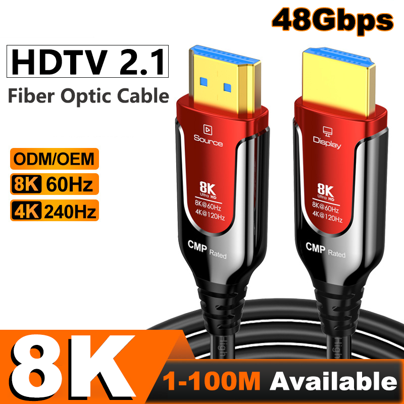 Hdmi Fiber Optic Cable 50M 100M - كابل ألياف بصرية HDMI 2.1 مقاوم