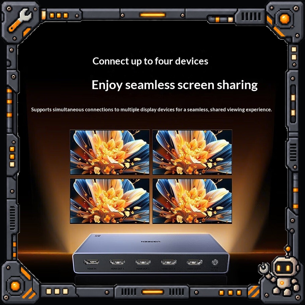 Hdmi Splitter 1 In 4 Out 4K 60Hz - يوغرين CM713-25858، موزع إشارة HDMI 2.1،