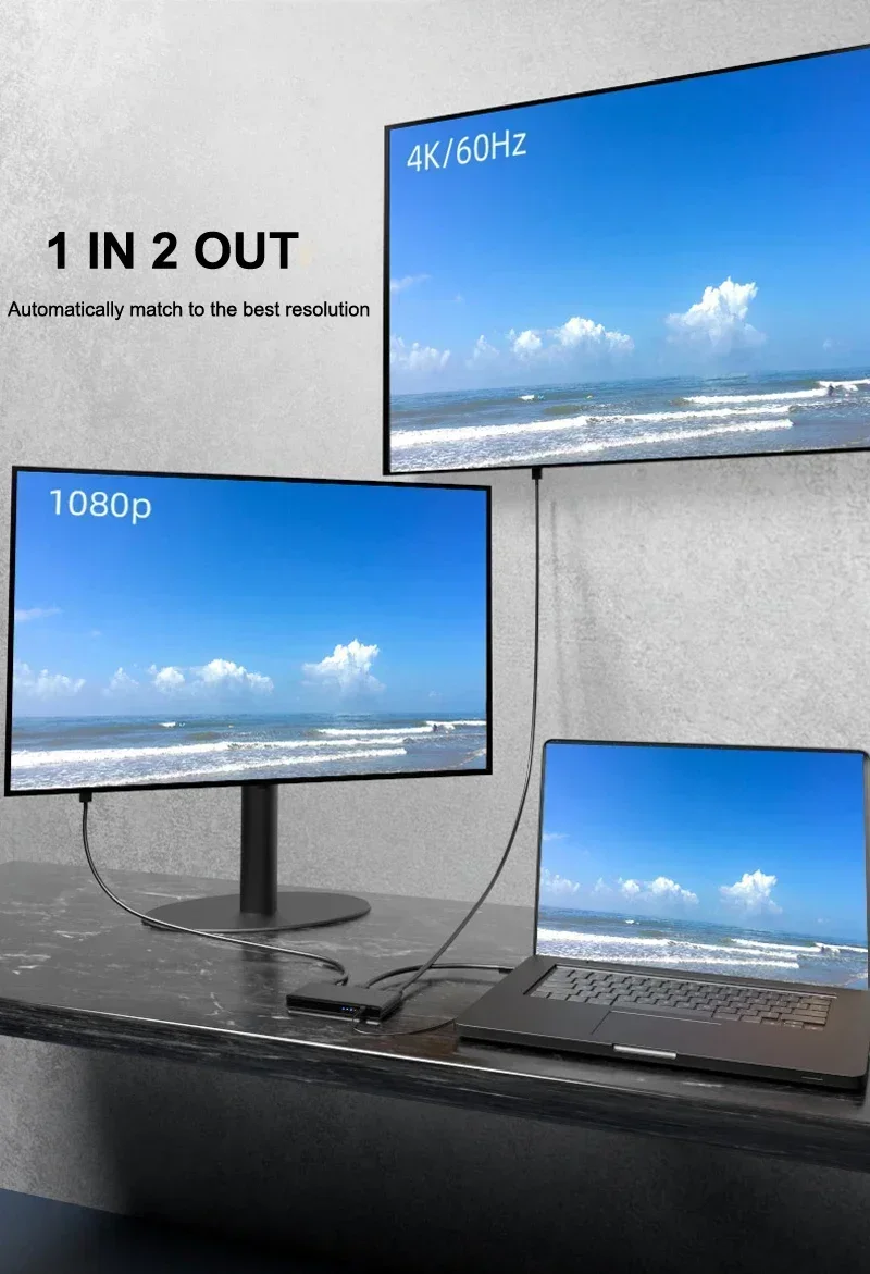 Hdmi Splitter 1 In 4 Out 4K 60Hz - 4K 60hz HDMI الفاصل 1x2 1x4