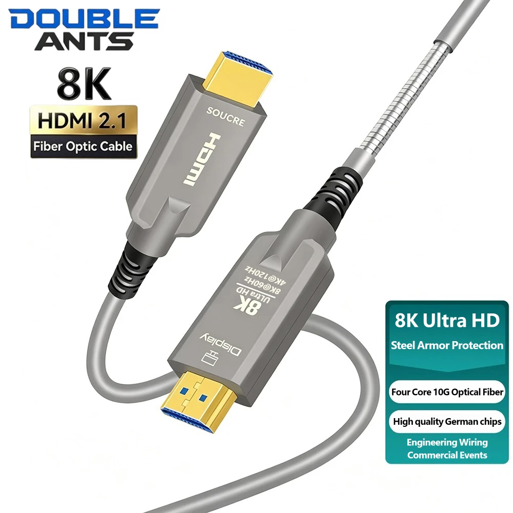 Hdmi Fiber Optic Cable 50M 100M - كابل HDMI 2.1 مدرع طويل بطول
