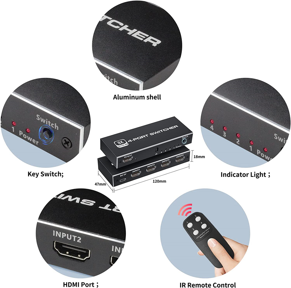محول HDMI 2.1 متوافق 2026، 4 م - مراجعة Hdmi Splitter 1 In 4 Out 4K 60Hz وسعره