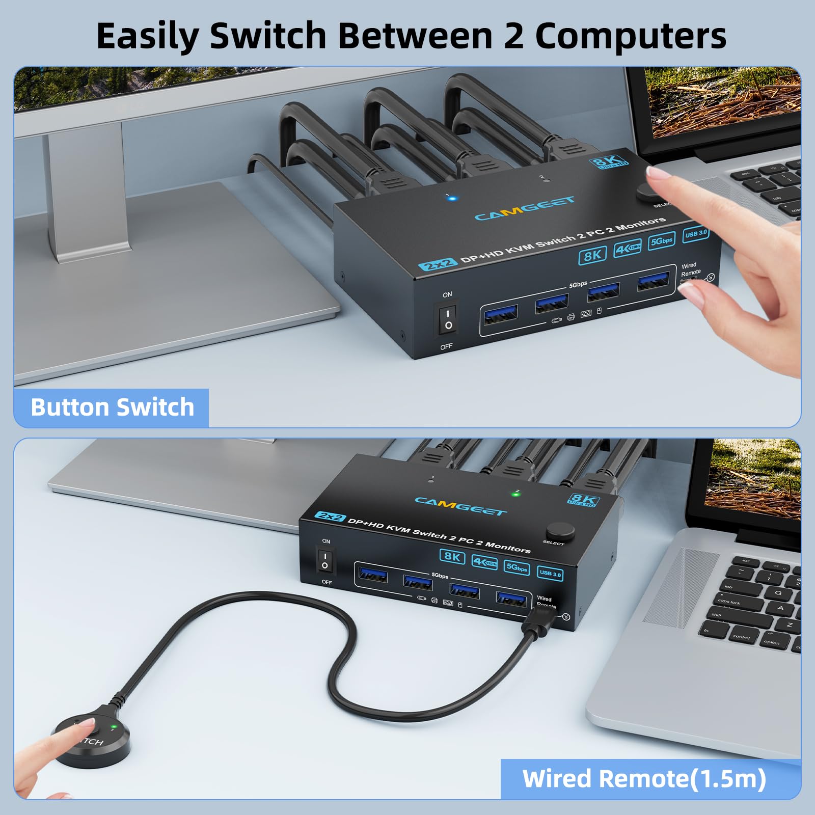 4K @ 144 هرتز KVM Switch 2 شاش - مراجعة Hdmi Kvm Switch 4 Port Dual Monitor وسعره