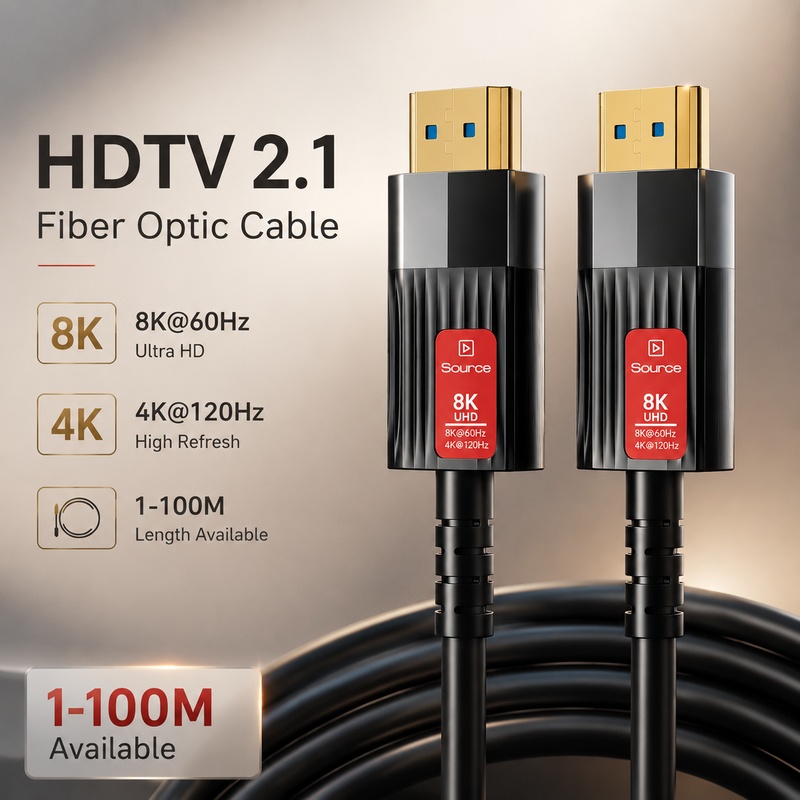 كابل ألياف بصرية HDMI 2.1 بدقة - مراجعة Hdmi Fiber Optic Cable 50M 100M وسعره