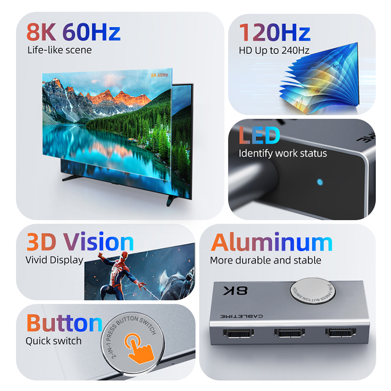 كابل تايم 8K 2 في 1 موزع HDMI  - مراجعة Hdmi Splitter 1 In 4 Out 4K 60Hz وسعره