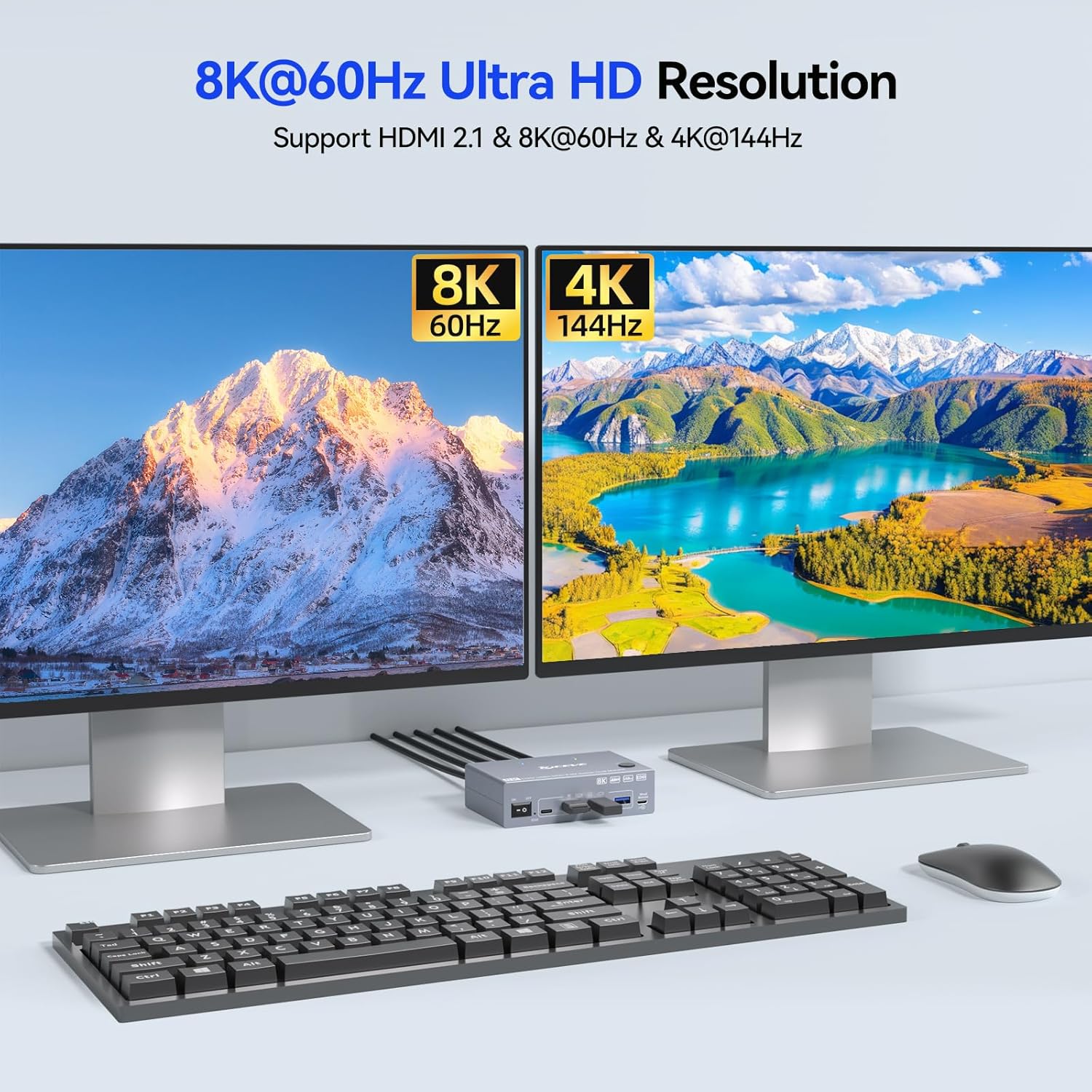 محول KVM بدقة 8K@60Hz مع منافذ - مراجعة Hdmi Kvm Switch 4 Port Dual Monitor وسعره