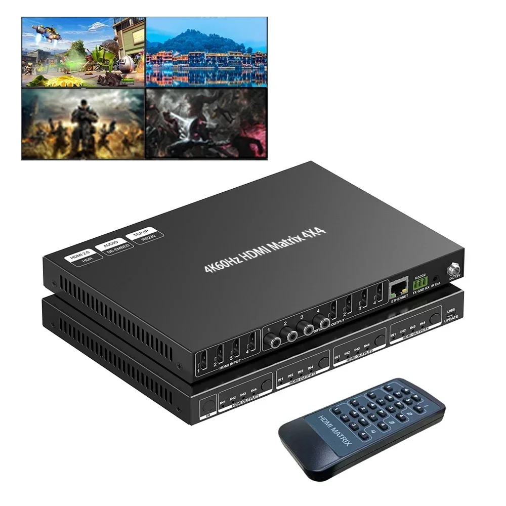 مصفوفة HDMI جديدة من المصنع بد - مراجعة Hdmi Matrix Switch 4X4 4K 60Hz وسعره