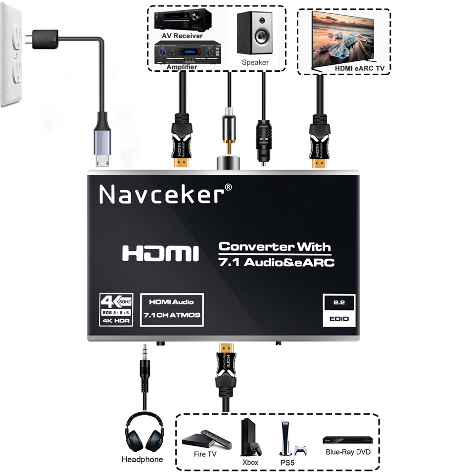 أفضل جهاز استخراج صوت HDMI 2.0 - مراجعة Hdmi Audio Extractor Earc 7.1 وسعره