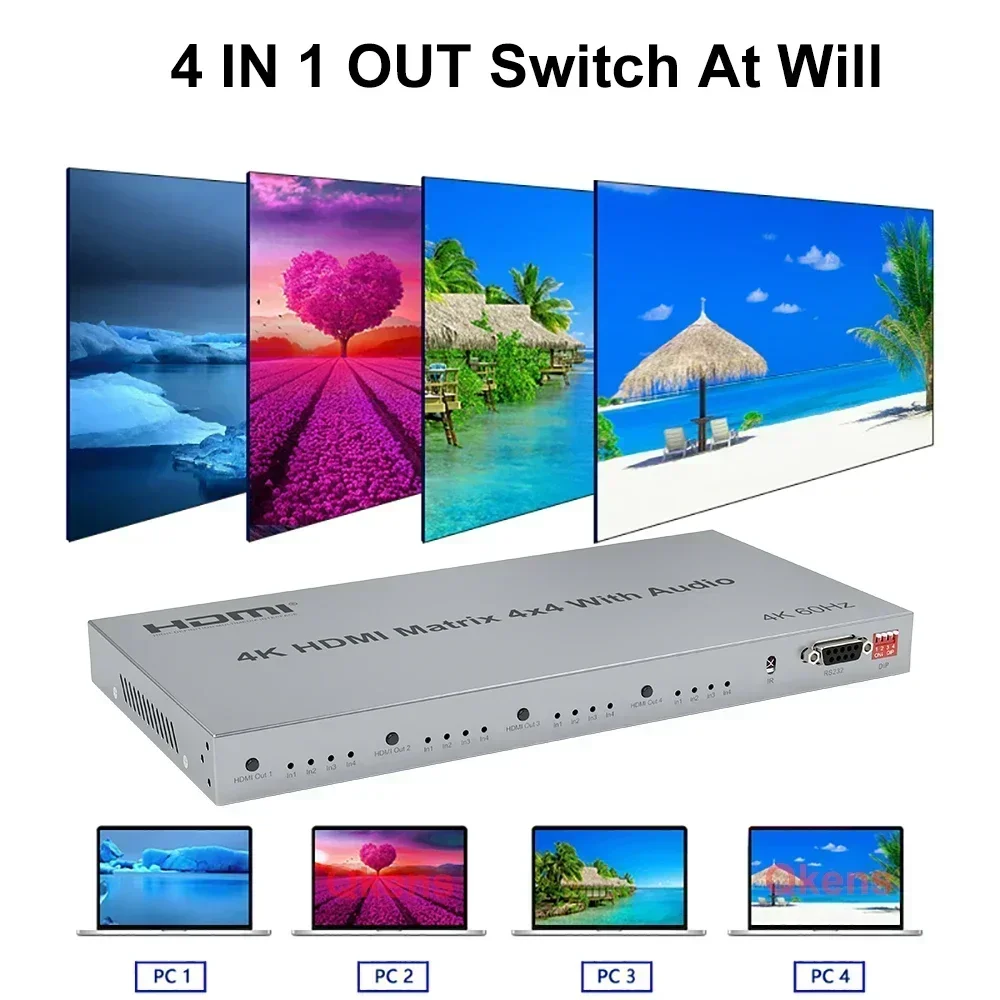 مصفوفة HDMI 4x4 بدقة 4K وتردد  - مراجعة Hdmi Matrix Switch 4X4 4K 60Hz وسعره