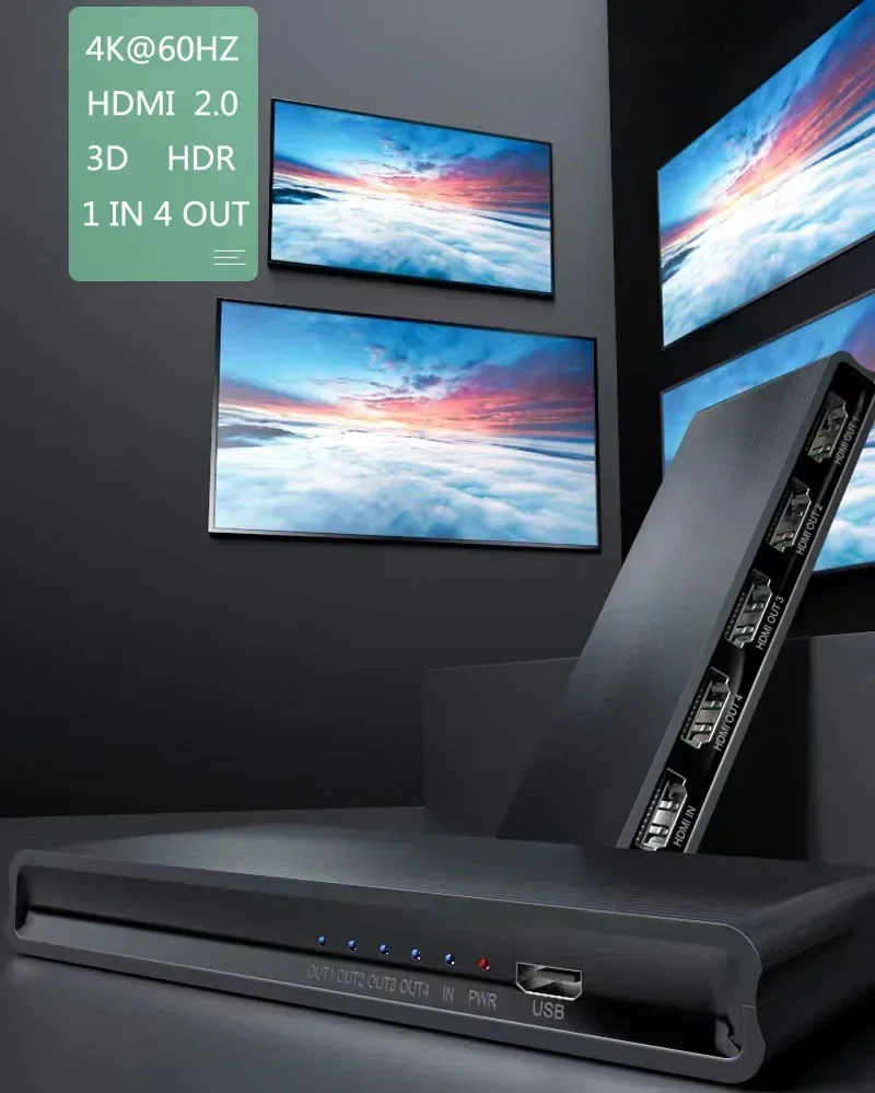 4K 60hz HDMI الفاصل 1x2 1x4 1  - مراجعة Hdmi Splitter 1 In 4 Out 4K 60Hz وسعره