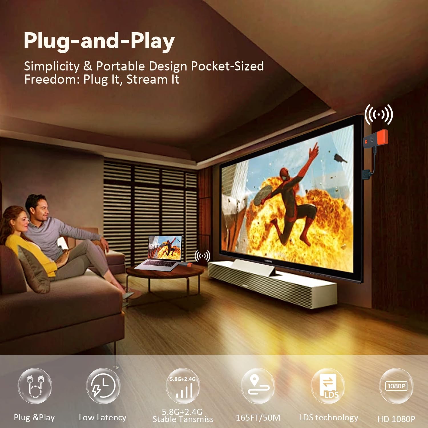 جهاز إرسال واستقبال لاسلكي للف - مراجعة Wireless Hdmi Receiver For Projector وسعره
