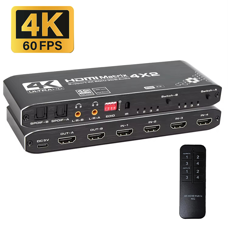 محول ماتريكس HDMI بدقة 4K 4x2  - مراجعة Hdmi Splitter 1 In 4 Out 4K 60Hz وسعره
