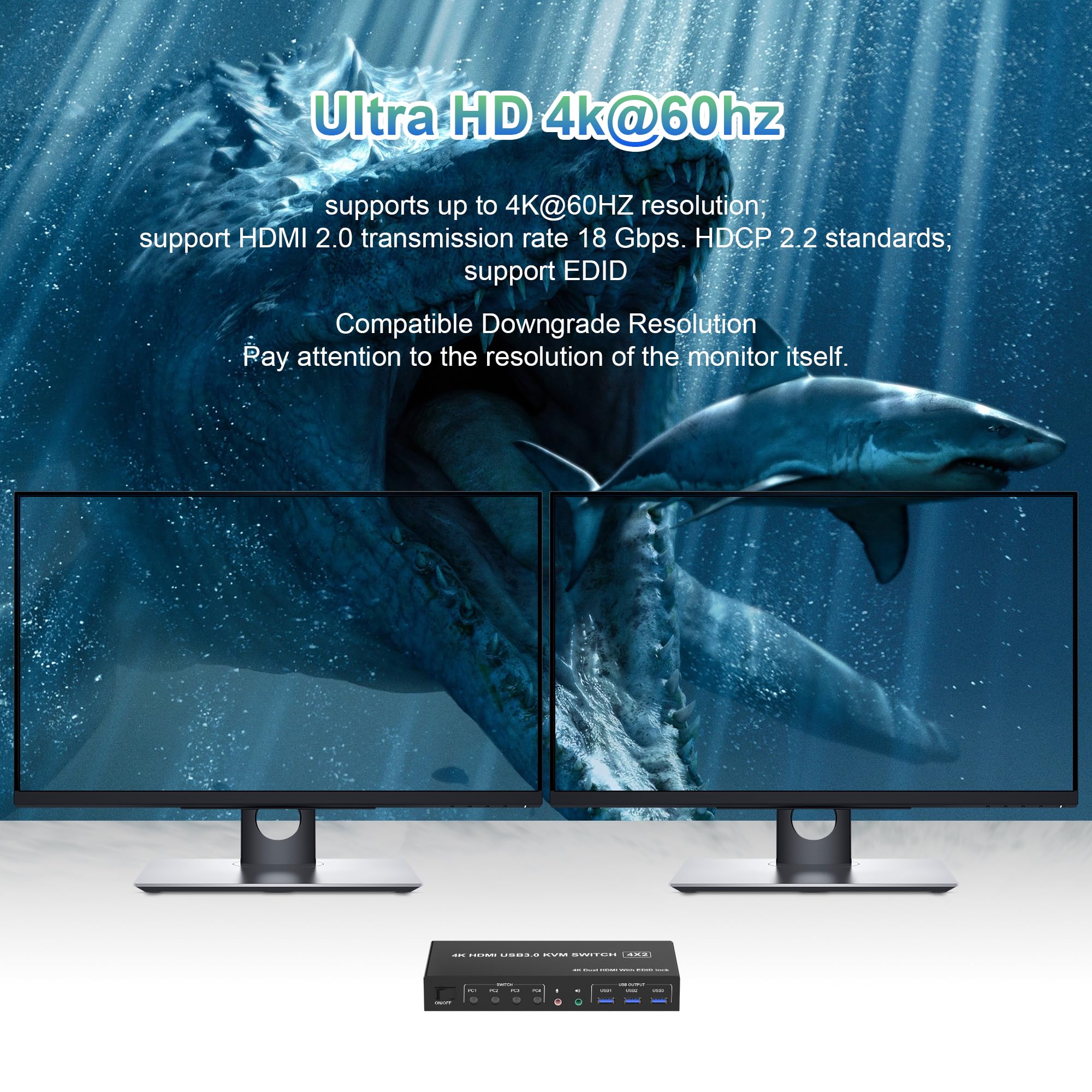 محول KVM ثنائي الشاشة من نوع H - مراجعة Hdmi Kvm Switch 4 Port Dual Monitor وسعره